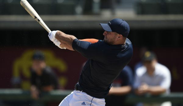 8/30/16 12:04:07 -- Los Angeles, CA, U.S.A  -- Former football star Tim Tebow works out for multiple Major League Baseball teams in the hopes of being signed by one of them. --   Photo by Kelvin Kuo-USA TODAY Sports Images ORG XMIT:  US 135384 Tim Tebow 8/30/2016 [Via MerlinFTP Drop]